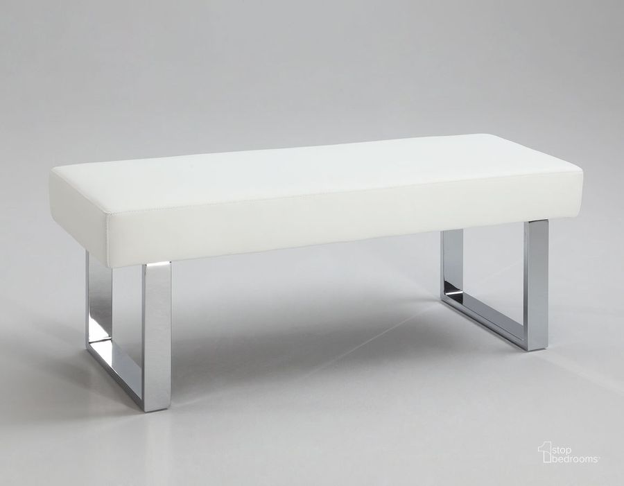 The appearance of Linden White Long Bench designed by Chintaly Imports in the modern / contemporary interior design. This white piece of furniture  was selected by 1StopBedrooms from Linden Collection to add a touch of cosiness and style into your home. Sku: LINDEN-BCH-WHT. Material: Faux Leather. Product Type: Dining Bench.