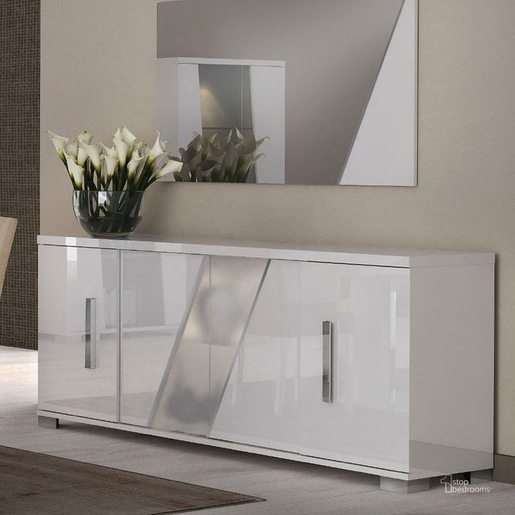 The appearance of Lisa 4 Door Buffet designed by ESF in the modern / contemporary interior design. This white high gloss piece of furniture  was selected by 1StopBedrooms from Lisa Collection to add a touch of cosiness and style into your home. Sku: LISABUFFET. Product Type: Buffets, Sideboards and Server. Image1