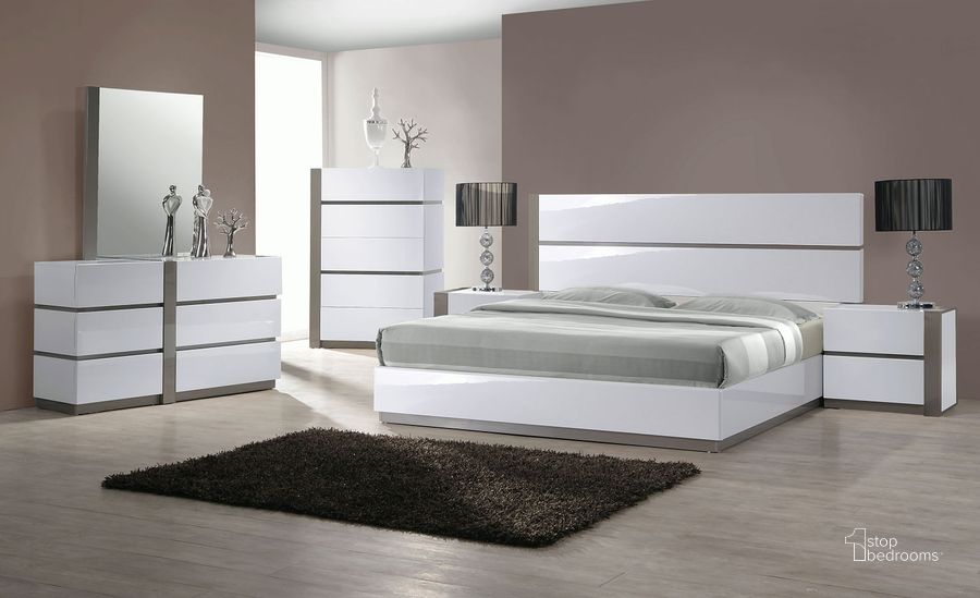 The appearance of Manila Platform Bedroom Set designed by Chintaly Imports in the modern / contemporary interior design. This white and gray piece of furniture  was selected by 1StopBedrooms from Manila Collection to add a touch of cosiness and style into your home. Sku: MANILA-BED-QN-HB;MANILA-BED-QN-FBSR;MANILA-BED-QN-SLT;MANILA-NS-L. Bed Type: Platform Bed. Product Type: Platform Bed. Bed Size: Queen. Material: MDF. Image1