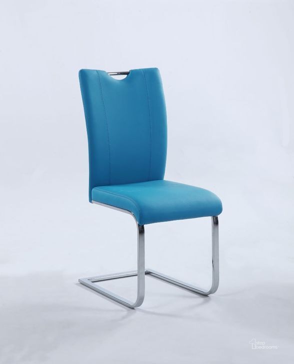 The appearance of Melissa Side Chair (Blue) (Set of 2) designed by Chintaly Imports in the modern / contemporary interior design. This blue piece of furniture  was selected by 1StopBedrooms from Melissa Collection to add a touch of cosiness and style into your home. Sku: MELISSA-SC-BLU. Material: Faux Leather. Product Type: Side Chair.