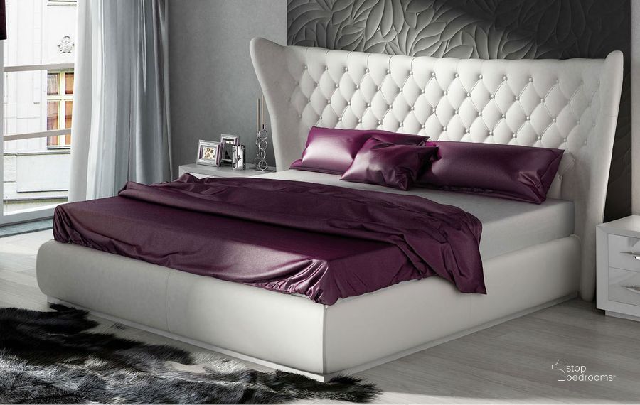 The appearance of Miami Upholstered Bed (Queen) designed by ESF in the modern / contemporary interior design. This white piece of furniture  was selected by 1StopBedrooms from Miami Collection to add a touch of cosiness and style into your home. Sku: MIAMIBEDQS. Bed Size: Queen. Product Type: Upholstered Bed. Image1