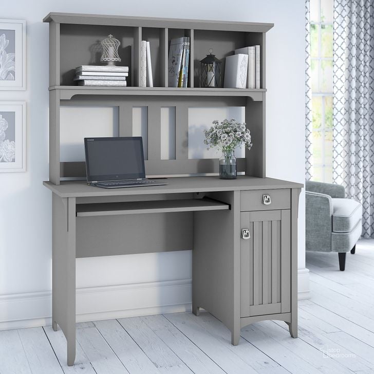The appearance of Salinas Computer Desk with Hutch in Cape Cod Gray designed by Bush Furniture in the transitional interior design. This gray piece of furniture  was selected by 1StopBedrooms from Salinas Collection to add a touch of cosiness and style into your home. Sku: MY72308-03. Product Type: Computer Desk. Image1