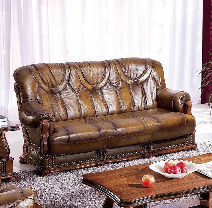 The appearance of Oakman Italian Leather Sleeper Sofa designed by ESF in the traditional interior design. This rich brown piece of furniture  was selected by 1StopBedrooms from Oakman Collection to add a touch of cosiness and style into your home. Sku: OAKMAN3F. Material: Leather. Product Type: Sofa Sleeper. Image1