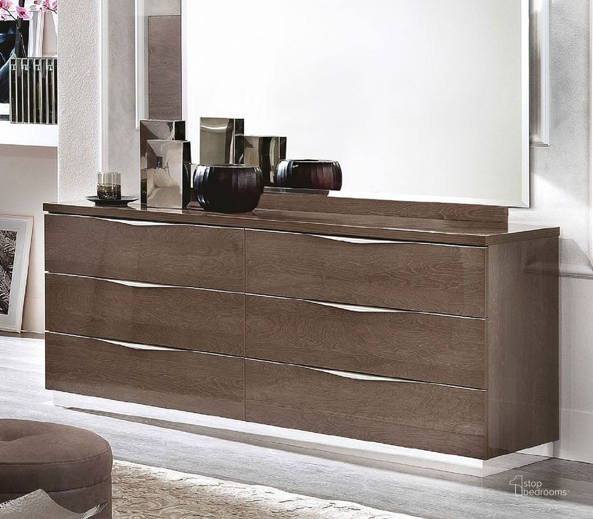 The appearance of Platinum Double Dresser designed by ESF in the modern / contemporary interior design. This brown piece of furniture  was selected by 1StopBedrooms from Platinum Collection to add a touch of cosiness and style into your home. Sku: PLATINUMDRESSER. Product Type: Dresser. Material: MDF. Image1