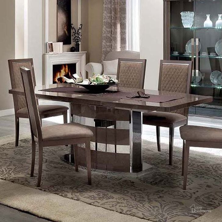 The appearance of Platinum Slim Dining Room Set designed by ESF in the modern / contemporary interior design. This brown piece of furniture  was selected by 1StopBedrooms from Platinum Collection to add a touch of cosiness and style into your home. Sku: PLATINUMTABLE;PLATINUMCHAIR. Table Base Style: Pedestal. Product Type: Dining Room Set. Material: MDF. Table Top Shape: Rectangular. Image1