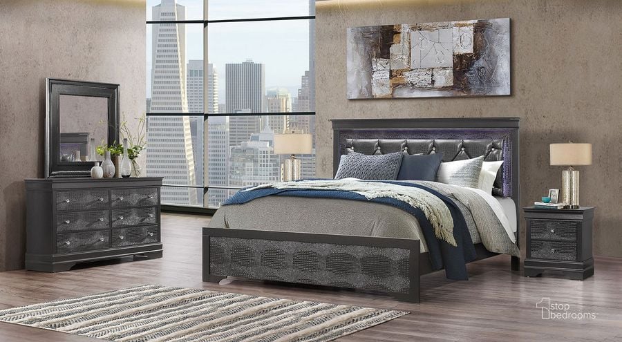 The appearance of Pompei Panel Bedroom Set (Grey) designed by Global Furniture USA in the transitional interior design. This grey piece of furniture  was selected by 1StopBedrooms from Pompei Collection to add a touch of cosiness and style into your home. Sku: POMPEI-METALLIC GREY-FB/TB-SR;POMPEI-METALLIC GREY-FB-HB W/LED LIGHT;POMPEI-METALLIC GREY-FB-FB;POMPEI-METALLIC GREY-NS. Bed Type: Panel Bed. Material: Wood. Product Type: Panel Bed. Bed Size: Full. Image1