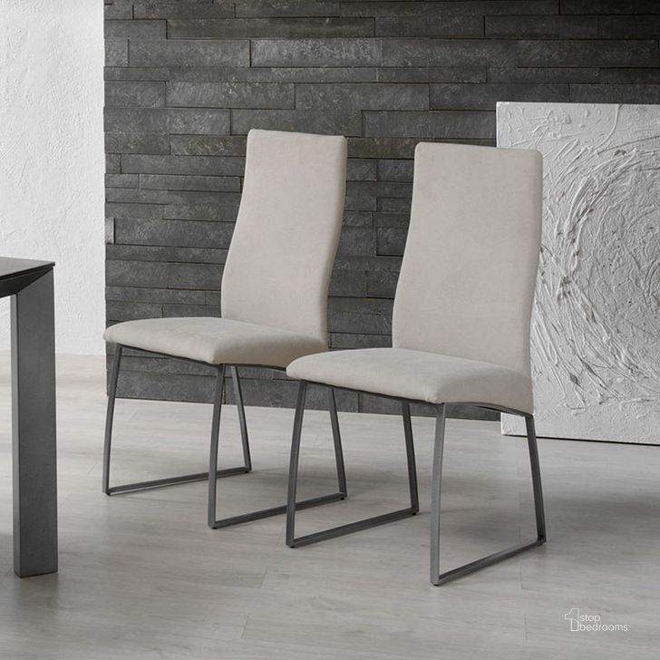The appearance of Quatro Chair (Set of 2) designed by ESF in the modern / contemporary interior design. This beige piece of furniture  was selected by 1StopBedrooms from Quatro Collection to add a touch of cosiness and style into your home. Sku: QUATROCHAIR. Material: Fabric. Product Type: Dining Chair.