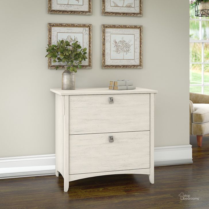 The appearance of Bush Furniture Salinas Lateral File Cabinet in Antique White designed by Bush Furniture in the transitional interior design. This antique white piece of furniture  was selected by 1StopBedrooms from Salinas Collection to add a touch of cosiness and style into your home. Sku: SAF132AW-03. Material: Wood. Product Type: Lateral Filing Cabinet. Image1