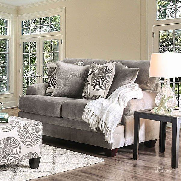 The appearance of Bonaventura Loveseat (Gray) designed by Furniture of America in the transitional interior design. This gray piece of furniture  was selected by 1StopBedrooms from Bonaventura Collection to add a touch of cosiness and style into your home. Sku: SM5142GY-LV. Material: Fabric. Product Type: Loveseat.