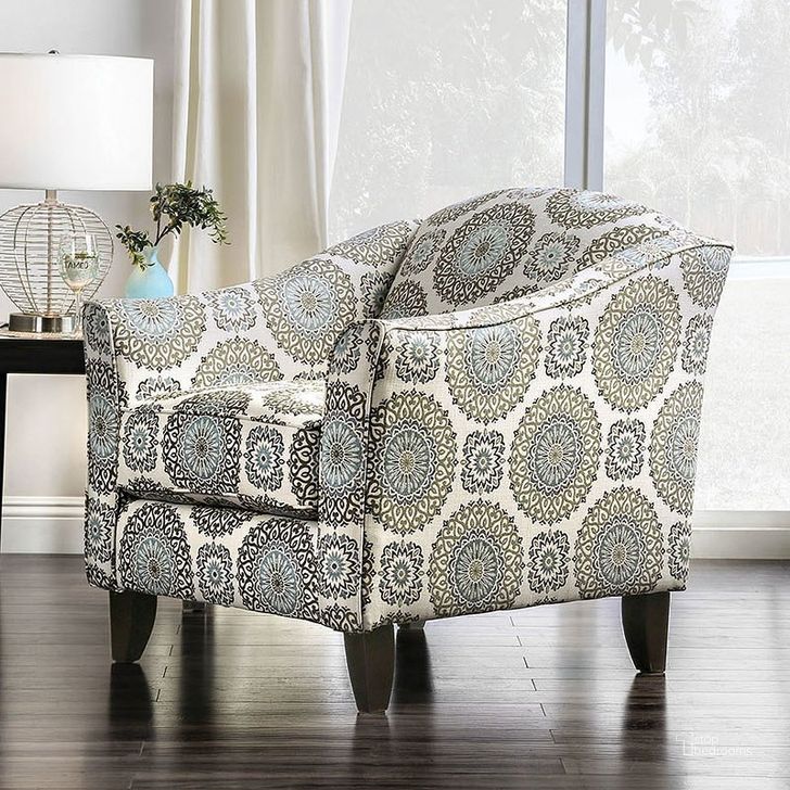 The appearance of Misty Floral Chair designed by Furniture of America in the transitional interior design. This mixed piece of furniture  was selected by 1StopBedrooms from Misty Collection to add a touch of cosiness and style into your home. Sku: SM8141-CH-FL. Material: Fabric. Product Type: Living Room Chair.