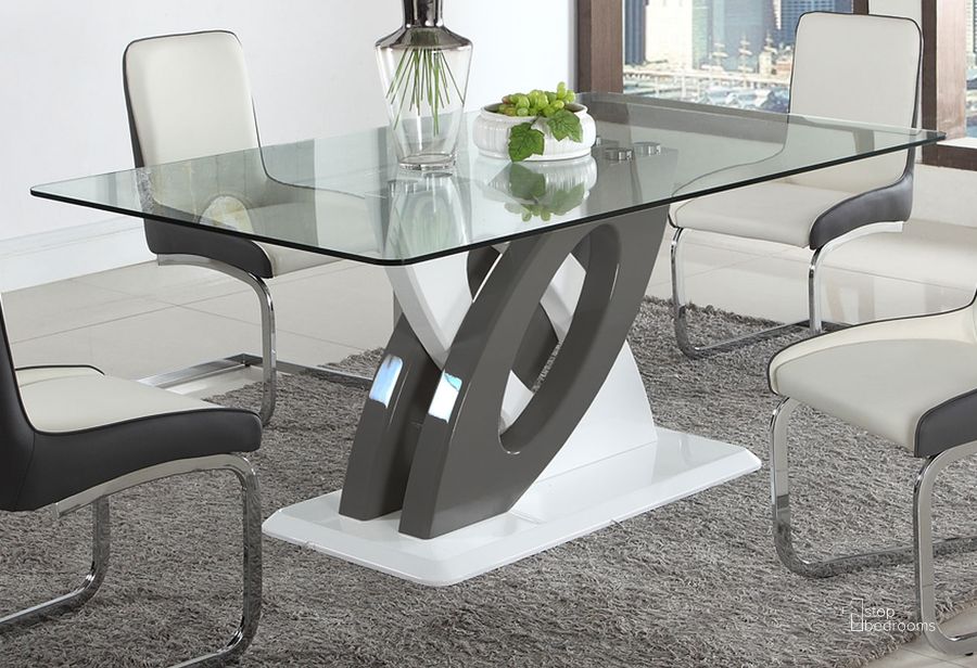 The appearance of Stella Rectangular Dining Table designed by Chintaly Imports in the modern / contemporary interior design. This grey/white piece of furniture  was selected by 1StopBedrooms from Stella Collection to add a touch of cosiness and style into your home. Sku: STELLA-DT-B;STELLA-DT-M;STELLA-DT-T. Table Base Style: Pedestal. Material: Wood. Product Type: Dining Table. Table Top Shape: Rectangular. Size: 67". Image1