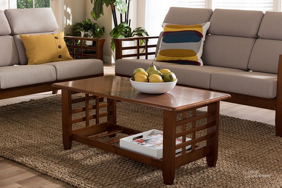 The appearance of Baxton Studio Larissa Modern Classic Mission Style Cherry Finished Brown Wood Living Room Occasional Coffee Table designed by Baxton Studio in the modern / contemporary interior design. This cherry brown piece of furniture  was selected by 1StopBedrooms from Larissa Collection to add a touch of cosiness and style into your home. Sku: SW5218-Cherry-TS2-CT. Product Type: Coffee Table. Material: Rubberwood. Image1