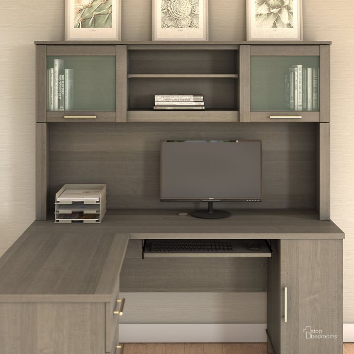 The appearance of Somerset 60W Hutch for L Shaped Desk in Ash Gray designed by Bush Furniture in the transitional interior design. This ash gray piece of furniture  was selected by 1StopBedrooms from Somerset Collection to add a touch of cosiness and style into your home. Sku: WC81631. Product Type: Office Desk. Image1
