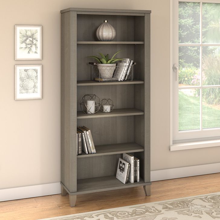 The appearance of Somerset 5 Shelf Bookcase in Ash Gray designed by Bush Furniture in the transitional interior design. This ash gray piece of furniture  was selected by 1StopBedrooms from Somerset Collection to add a touch of cosiness and style into your home. Sku: WC81665. Product Type: Bookcase. Image1