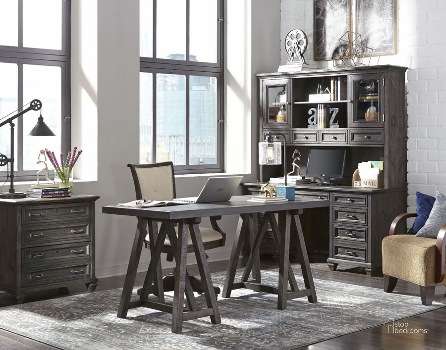 The appearance of Sutton Place Weathered Charcoal Home Office Set designed by Magnussen in the traditional interior design. This gray piece of furniture  was selected by 1StopBedrooms from Sutton Collection to add a touch of cosiness and style into your home. Sku: H3612-05;H3612-82. Material: Wood. Product Type: Home Office Set. Image1