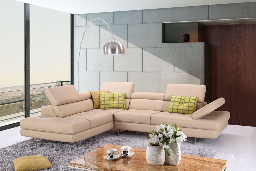 The appearance of A761 Peanut Italian Leather LAF Sectional designed by J&M in the modern / contemporary interior design. This cream piece of furniture  was selected by 1StopBedrooms from Living Room Collection to add a touch of cosiness and style into your home. Sku: 1785523-LHFC. Material: Leather. Product Type: Sectional. Layout: L-Shape. Orientation: LAF.