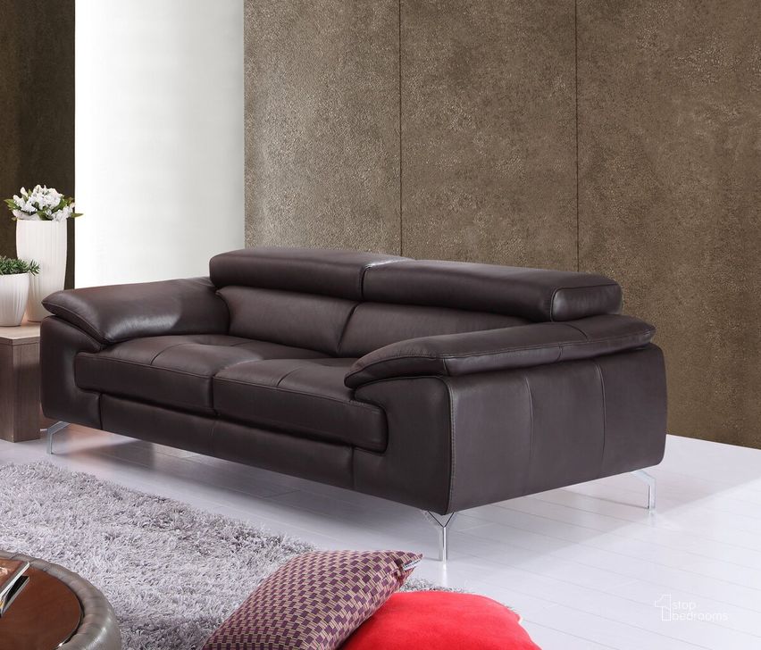 The appearance of A973 Coffee Italian Leather Sofa designed by J&M in the modern / contemporary interior design. This brown piece of furniture  was selected by 1StopBedrooms from Living Room Collection to add a touch of cosiness and style into your home. Sku: 179061111-S. Material: Leather. Product Type: Leather Sofa. Image1