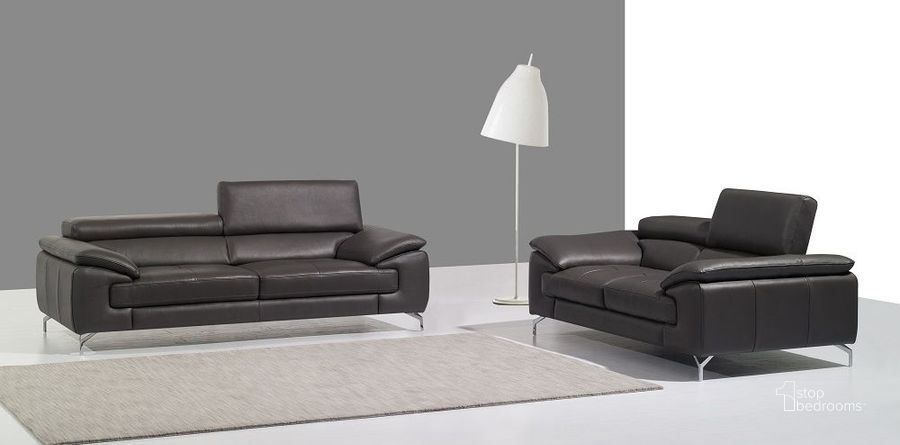 The appearance of A973 Grey Italian Leather Living Room Set designed by J&M in the modern / contemporary interior design. This gray piece of furniture  was selected by 1StopBedrooms from Living Room Collection to add a touch of cosiness and style into your home. Sku: 17906112-S;17906112-L. Product Type: Living Room Set. Material: Vinyl. Image1