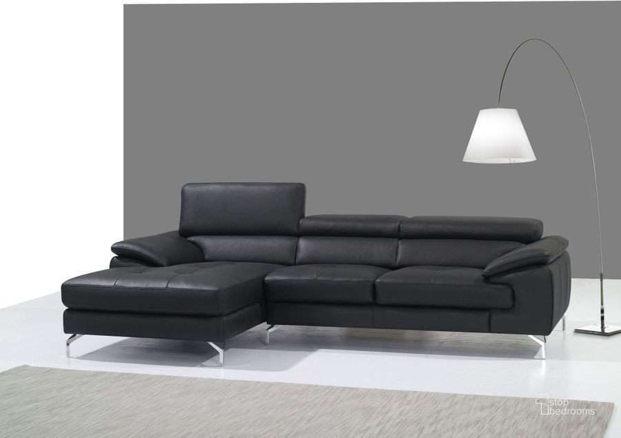 The appearance of A973B Black Italian Leather Mini LAF Chaise Sectional designed by J&M in the modern / contemporary interior design. This black piece of furniture  was selected by 1StopBedrooms from Living Room Collection to add a touch of cosiness and style into your home. Sku: 1790612-LHFC. Material: Leather. Product Type: Sectional. Layout: Sofa & Chaise. Orientation: LAF.