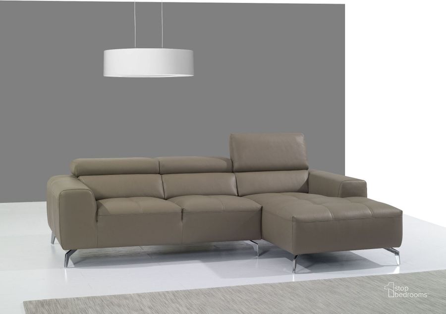 The appearance of A978B Burlywood Italian Leather RAF Chaise Sectional designed by J&M in the modern / contemporary interior design. This gray piece of furniture  was selected by 1StopBedrooms from Living Room Collection to add a touch of cosiness and style into your home. Sku: 17906121-RHFC. Material: Leather. Product Type: Sectional. Layout: Sofa & Chaise. Orientation: RAF.