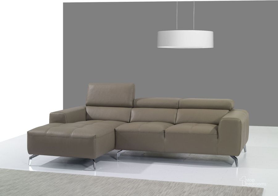 The appearance of A978B Burlywood Italian Leather LAF Chaise Sectional designed by J&M in the modern / contemporary interior design. This gray piece of furniture  was selected by 1StopBedrooms from Living Room Collection to add a touch of cosiness and style into your home. Sku: 17906121-LHFC. Material: Leather. Product Type: Sectional. Layout: Sofa & Chaise. Orientation: LAF.