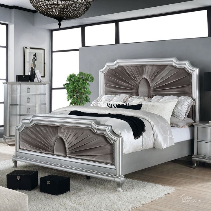 The appearance of Aalok California King Bed In Silver and Warm Gray designed by Furniture of America in the glam interior design. This silver and grey piece of furniture  was selected by 1StopBedrooms from Aalok Collection to add a touch of cosiness and style into your home. Sku: CM7864K-HB;CM7864K-FB;CM7864CK-R. Bed Type: Panel Bed. Material: Wood. Product Type: Panel Bed. Bed Size: California King. Image1