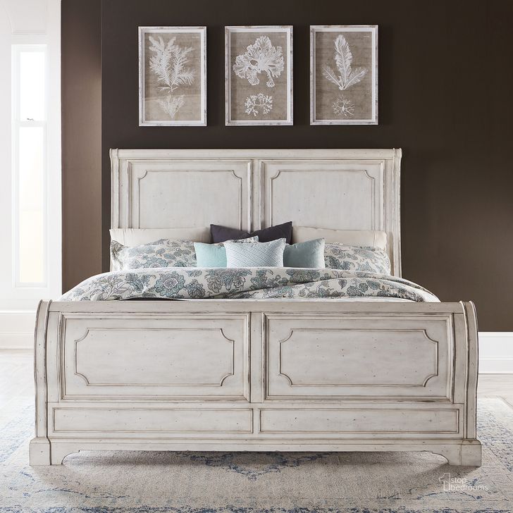 The appearance of Abbey Road Sleigh Bed (King) designed by Liberty in the traditional interior design. This porcelain white piece of furniture  was selected by 1StopBedrooms from Abbey Road Collection to add a touch of cosiness and style into your home. Sku: 455W-BR22F;455W-BR22H;455W-BR91. Bed Type: Sleigh Bed. Product Type: Sleigh Bed. Bed Size: King. Material: Pine. Image1