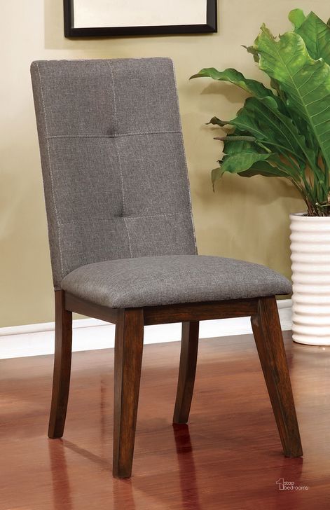 The appearance of Abelone Side Chair Set of 2 In Walnut and Gray designed by Furniture of America in the rustic / southwestern interior design. This walnut and grey piece of furniture  was selected by 1StopBedrooms from Abelone Collection to add a touch of cosiness and style into your home. Sku: CM3354SC-2PK-VN. Material: Wood. Product Type: Side Chair. Image1