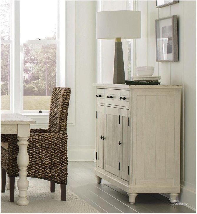 The appearance of Aberdeen Weathered Worn White Server designed by Riverside Furniture in the transitional interior design. This white piece of furniture  was selected by 1StopBedrooms from Aberdeen Collection to add a touch of cosiness and style into your home. Sku: 21256. Product Type: Server. Image1