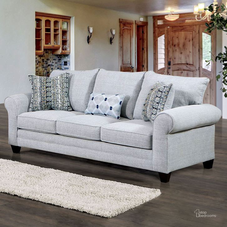 The appearance of Aberporth Sofa In Gray designed by Furniture of America in the modern / contemporary interior design. This gray piece of furniture  was selected by 1StopBedrooms from Aberporth Collection to add a touch of cosiness and style into your home. Sku: SM5406-SF. Material: Wood. Product Type: Sofa. Image1