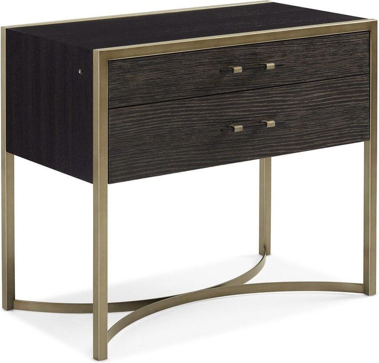 The appearance of Abrax Brown and Gold Nightstand designed by FineForm in the modern / contemporary interior design. This brown and gold piece of furniture  was selected by 1StopBedrooms from Abrax Collection to add a touch of cosiness and style into your home. Sku: M113-019-061. Material: Wood. Product Type: Nightstand. Image1