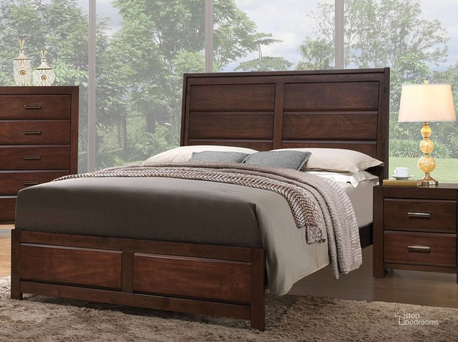 The appearance of Acme Oberreit Eastern King Panel Bed in Walnut designed by ACME in the transitional interior design. This brown piece of furniture  was selected by 1StopBedrooms from Oberreit Collection to add a touch of cosiness and style into your home. Sku: 25787EK-HF;25788EK-R. Bed Type: Panel Bed. Material: Wood. Product Type: Panel Bed. Bed Size: King. Image1