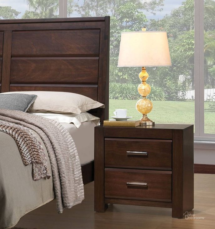 The appearance of Acme Oberreit 2 Drawer Nightstand in Walnut designed by ACME in the transitional interior design. This brown piece of furniture  was selected by 1StopBedrooms from Oberreit Collection to add a touch of cosiness and style into your home. Sku: 25793. Material: Wood. Product Type: Nightstand. Image1
