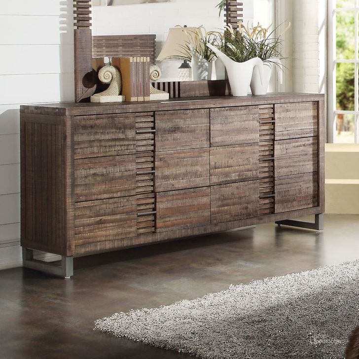 The appearance of Acme Andria Drawer Dresser in Reclaimed Oak designed by ACME in the transitional interior design. This brown piece of furniture  was selected by 1StopBedrooms from Andria Collection to add a touch of cosiness and style into your home. Sku: 21295. Material: Wood. Product Type: Dresser. Image1