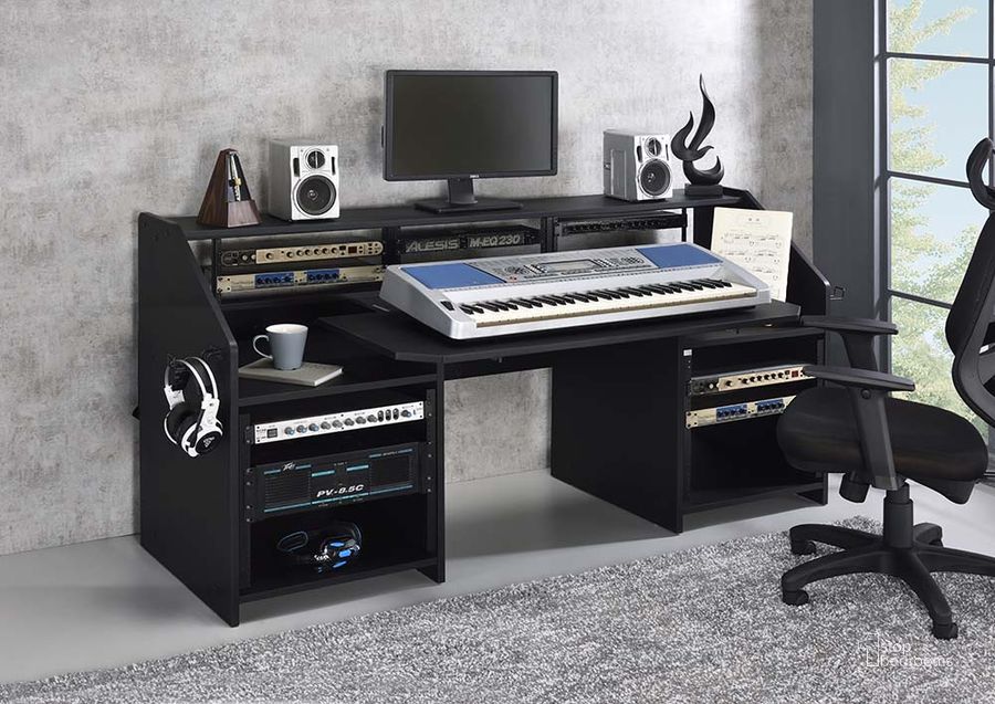 The appearance of Acme Annette Music Desk In Black Finish OF00993 designed by ACME in the industrial interior design. This black piece of furniture  was selected by 1StopBedrooms from Annette Collection to add a touch of cosiness and style into your home. Sku: OF00993. Material: Wood. Product Type: Desk. Image1