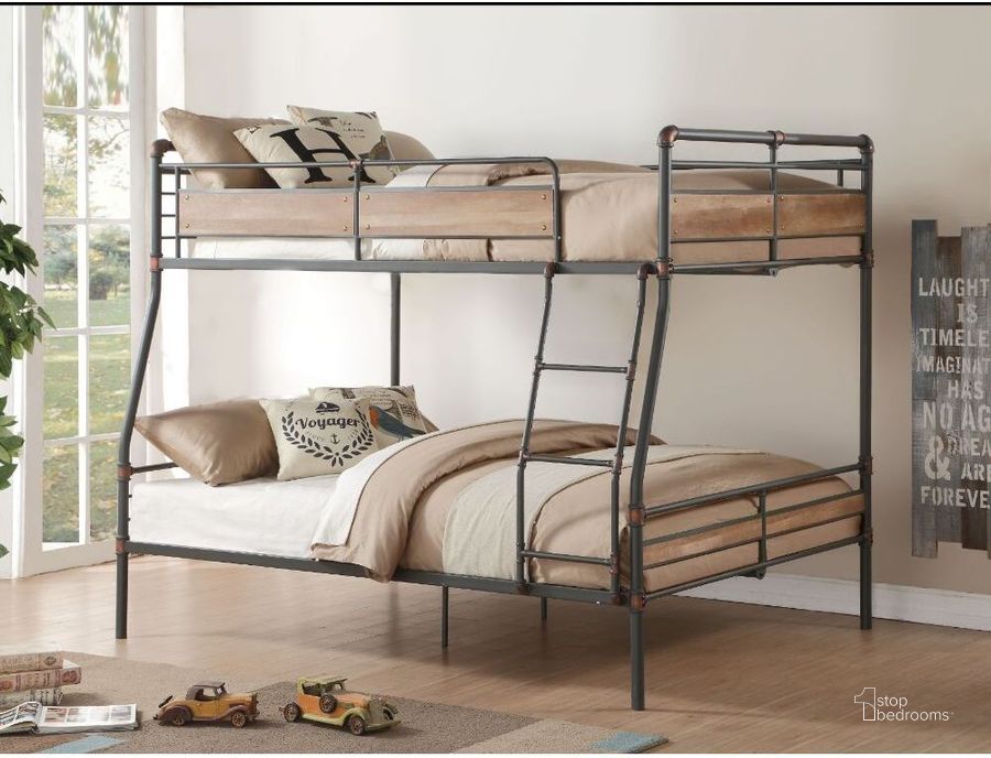 The appearance of Acme Brantley Ii Full Xl Over Queen Bunk Bed In Sandy Black And Dark Bronze Hand-Brushed designed by ACME in the industrial interior design. This black piece of furniture  was selected by 1StopBedrooms from Brantley Ii Collection to add a touch of cosiness and style into your home. Sku: 37735-1;37736-2. Bed Type: Bunk Bed. Material: Wood. Product Type: Bunk Bed. Bed Size: Full Over Queen.
