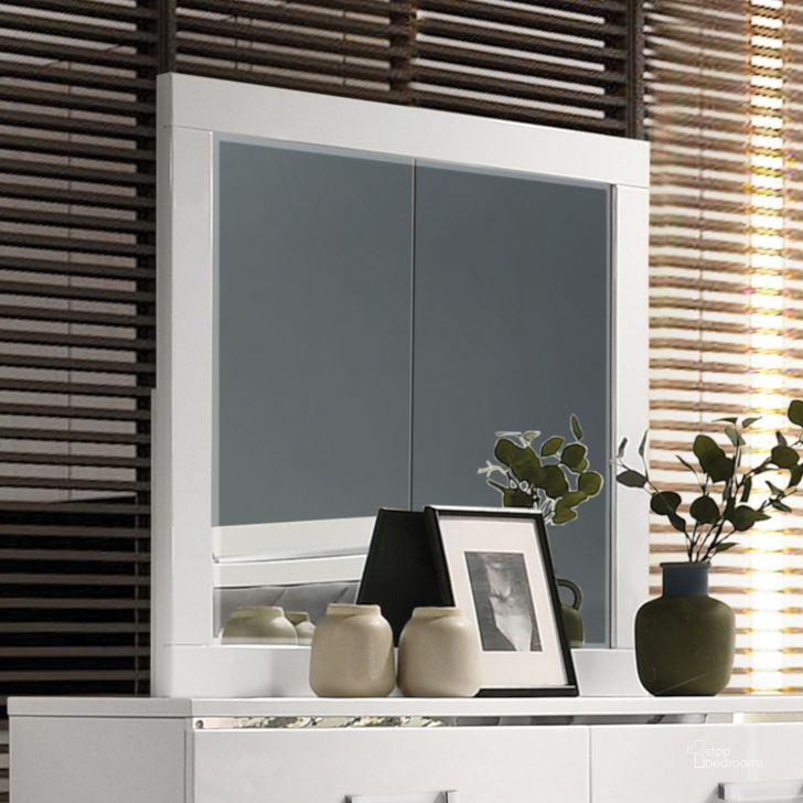 The appearance of Acme Chelsie Mirror In White Finish designed by ACME in the modern / contemporary interior design. This white piece of furniture  was selected by 1StopBedrooms from Chelsie Collection to add a touch of cosiness and style into your home. Sku: 27394. Material: Wood. Product Type: Mirror. Image1