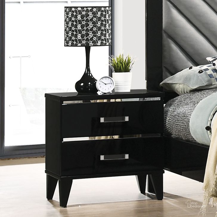 The appearance of Acme Chelsie Nightstand In Black Finish designed by ACME in the modern / contemporary interior design. This black piece of furniture  was selected by 1StopBedrooms from Chelsie Collection to add a touch of cosiness and style into your home. Sku: 27413. Material: Wood. Product Type: Nightstand. Image1