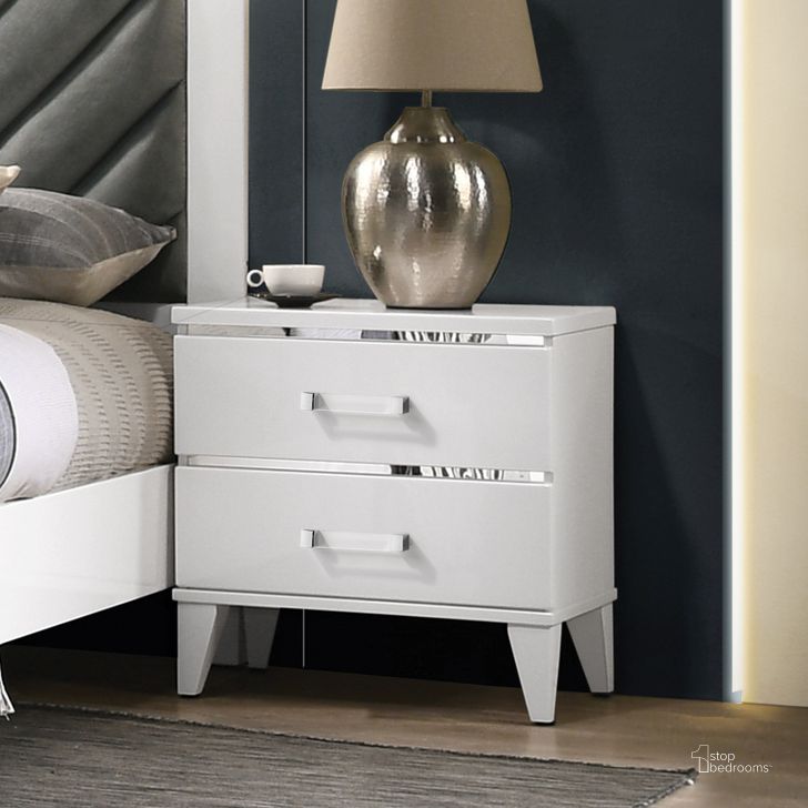 The appearance of Acme Chelsie Nightstand In White Finish designed by ACME in the modern / contemporary interior design. This white piece of furniture  was selected by 1StopBedrooms from Chelsie Collection to add a touch of cosiness and style into your home. Sku: 27393. Material: Wood. Product Type: Nightstand. Image1