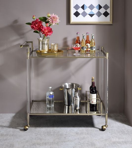 The appearance of Acme Cirro Serving Cart In designed by ACME in the modern / contemporary interior design. This antique mirror piece of furniture  was selected by 1StopBedrooms from Cirro Collection to add a touch of cosiness and style into your home. Sku: AC00160. Material: Metal. Product Type: Serving Cart.