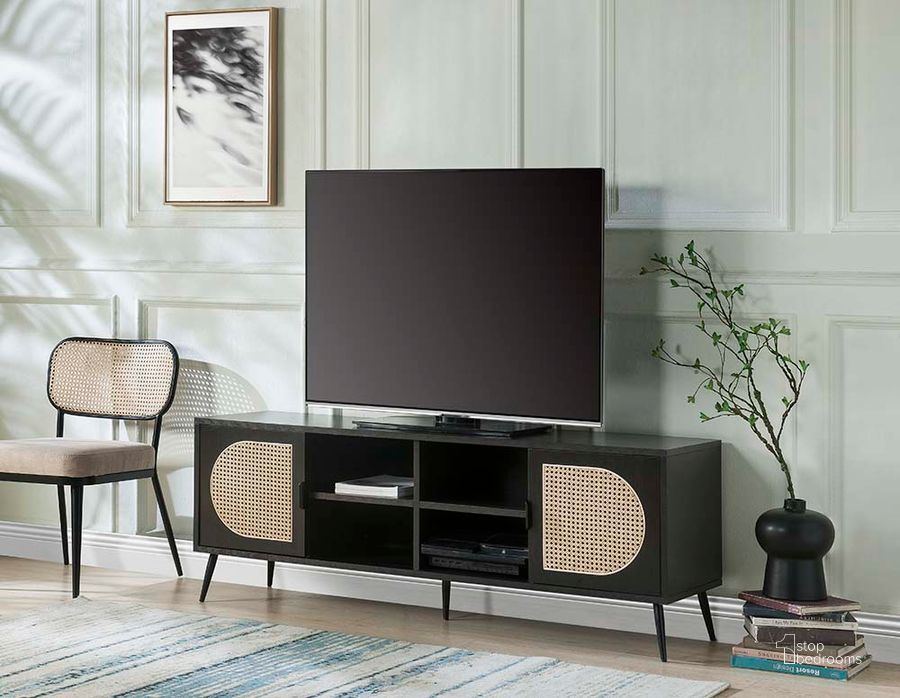 The appearance of Acme Colson TV Stand In Black Finish designed by ACME in the transitional interior design. This black piece of furniture  was selected by 1StopBedrooms from Colson Collection to add a touch of cosiness and style into your home. Sku: LV01080. Material: Wood. Product Type: TV Stand. Image1