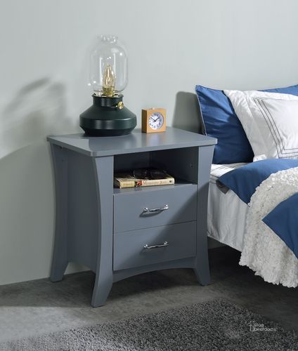 The appearance of Acme Colt Nightstand In Gray Finish designed by ACME in the transitional interior design. This gray piece of furniture  was selected by 1StopBedrooms from Colt Collection to add a touch of cosiness and style into your home. Sku: AC00382. Material: Wood. Product Type: Nightstand. Image1
