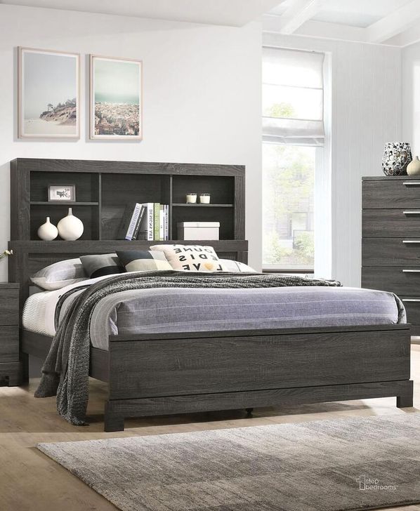 The appearance of Acme Furniture Lantha Series King Size Bookcase Bed designed by ACME in the transitional interior design. This grey oak piece of furniture  was selected by 1StopBedrooms from Lantha Collection to add a touch of cosiness and style into your home. Sku: 22027EK-HF;22031EK/Q-R. Bed Type: Bookcase Bed. Material: Wood. Product Type: Bookcase Bed. Bed Size: King.