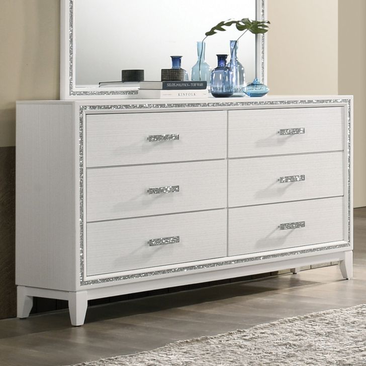 The appearance of Acme Haiden Dresser In White Finish designed by ACME in the modern / contemporary interior design. This white piece of furniture  was selected by 1StopBedrooms from Haiden Collection to add a touch of cosiness and style into your home. Sku: 28455. Material: Wood. Product Type: Dresser. Image1