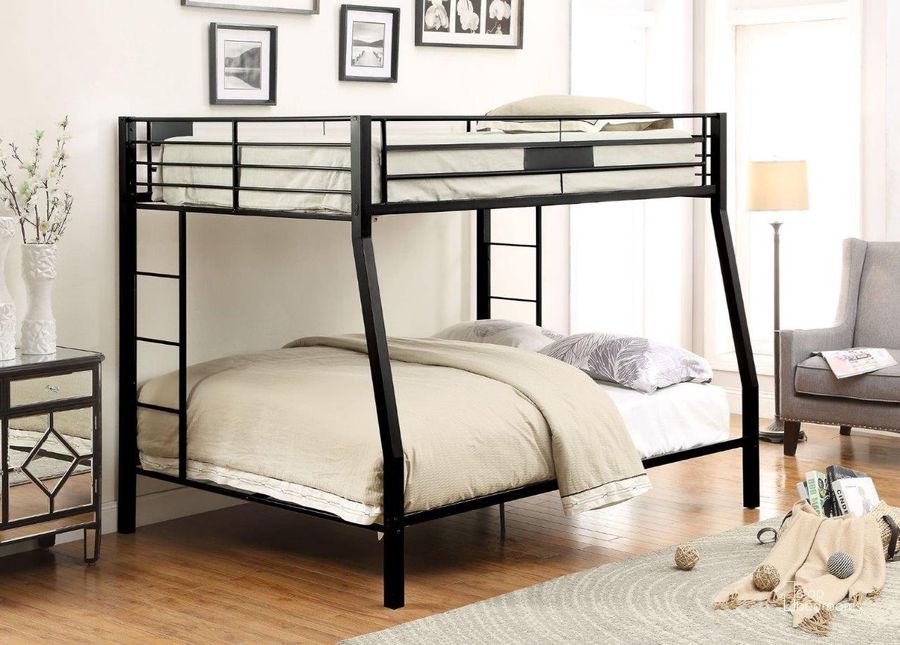 The appearance of Acme Limbra Full Xl Over Queen Bunk Bed In Sandy Black designed by ACME in the modern / contemporary interior design. This sandy black piece of furniture  was selected by 1StopBedrooms from Limbra Collection to add a touch of cosiness and style into your home. Sku: 38005-1;38006-2. Bed Type: Bunk Bed. Material: Metal. Product Type: Bunk Bed. Bed Size: Full Over Queen.