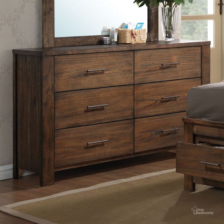 The appearance of Acme Merrilee Drawer Dresser in Oak designed by ACME in the transitional interior design. This brown piece of furniture  was selected by 1StopBedrooms from Merrilee Collection to add a touch of cosiness and style into your home. Sku: 21685. Material: Wood. Product Type: Dresser. Image1