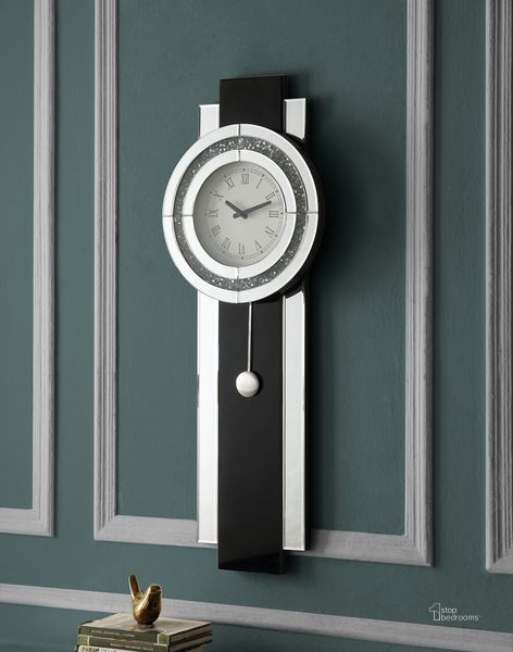 The appearance of Acme Noralie Wall Clock In Black designed by ACME in the glam interior design. This black piece of furniture  was selected by 1StopBedrooms from Noralie Collection to add a touch of cosiness and style into your home. Sku: AC00424. Material: Wood. Product Type: Wall Clock.