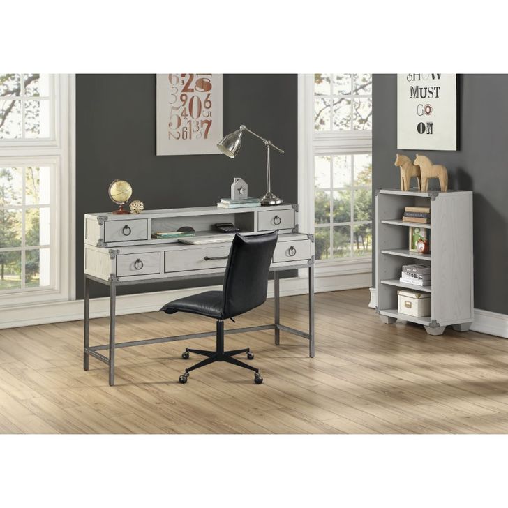 The appearance of Acme Orchest Hutch Desk In Gray designed by ACME in the transitional interior design. This gray piece of furniture  was selected by 1StopBedrooms from Orchest Collection to add a touch of cosiness and style into your home. Sku: 36143. Material: Wood. Product Type: Chest. Image1