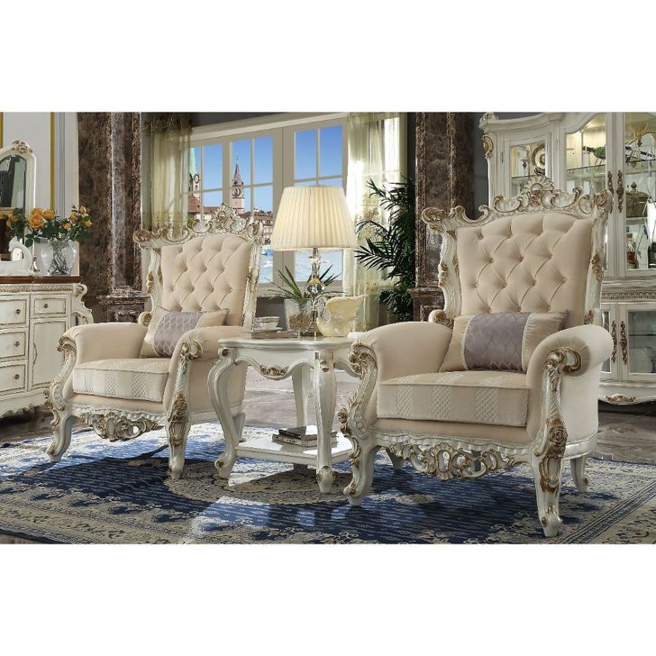The appearance of Acme picardy accent chair in antique pearl designed by ACME in the transitional interior design. This other colors piece of furniture  was selected by 1StopBedrooms from Picardy Collection to add a touch of cosiness and style into your home. Sku: 53463. Material: Upholstered. Product Type: Chair.