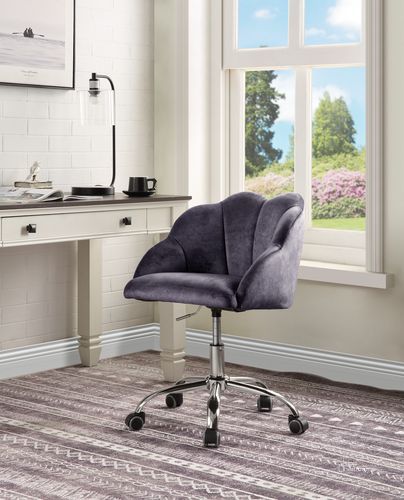 The appearance of Acme Rowse Office Chair In Dark Gray Velvet and Chrome Finish designed by ACME in the modern / contemporary interior design. This chrome piece of furniture  was selected by 1StopBedrooms from Rowse Collection to add a touch of cosiness and style into your home. Sku: OF00118. Material: Wood. Product Type: Office Chair. Image1